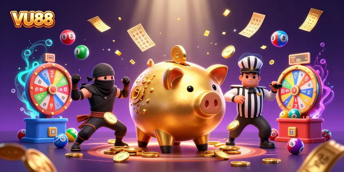 Experience extraordinary gambling fun with VU88 as the golden piggy bank and ninja face off!