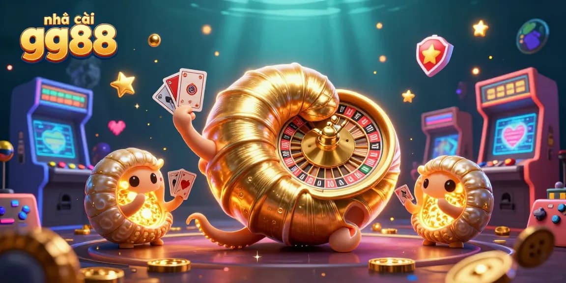 Experience thrilling games at nhà cái gg88 with vibrant 3D illustrations of casino elements.