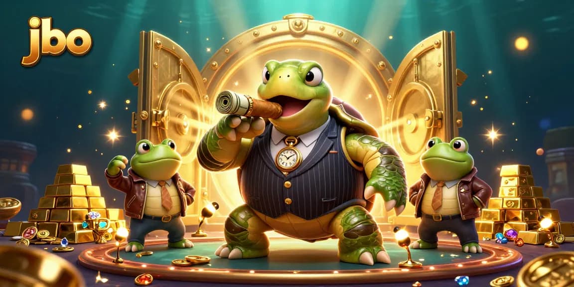 Experience thrilling jbo gaming with our unique casino scene featuring a whimsical snapping turtle.