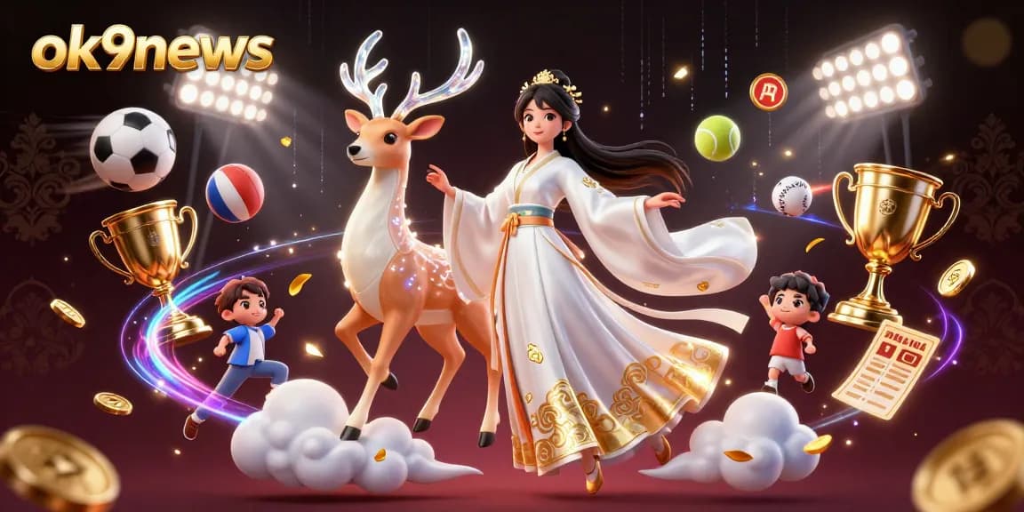 Engage with thrilling sports betting at ok9news with a captivating 3D illustration featuring dynamic elements.
