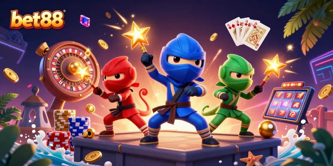 Experience thrilling gaming action with bet88's dynamic casino adventures featuring ninja chameleons.