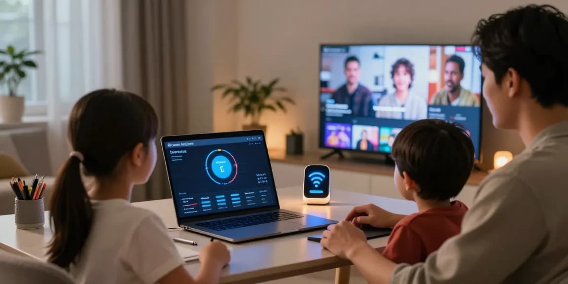 Internet für Zuhause - modern home with smart devices and seamless connectivity featuring cloud computing and AI technology