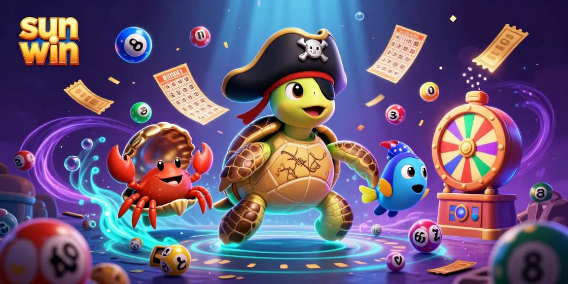 Engage with sun win's vibrant gaming environment featuring underwater treasure, colorful components, and energetic characters.