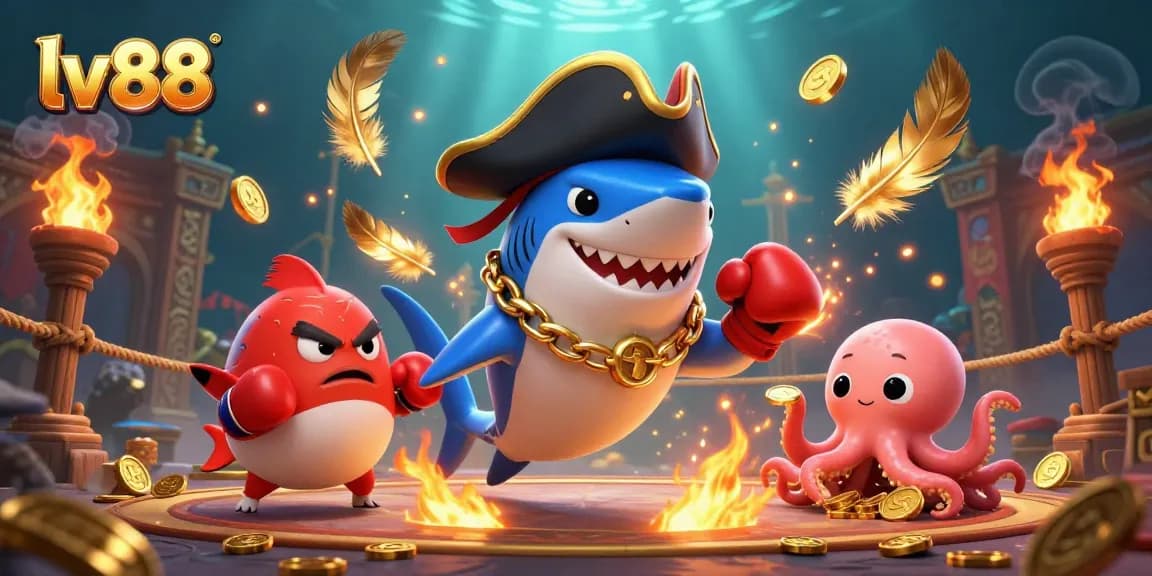 Experience thrilling slots and games at lv88 with a pirate shark and fortune-holding octopus.