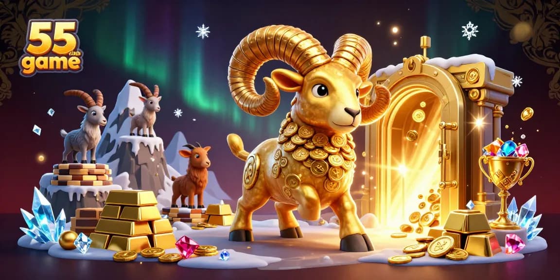 Experience thrilling wins with the 55 club game in a dynamic 3D casino scene filled with treasures.