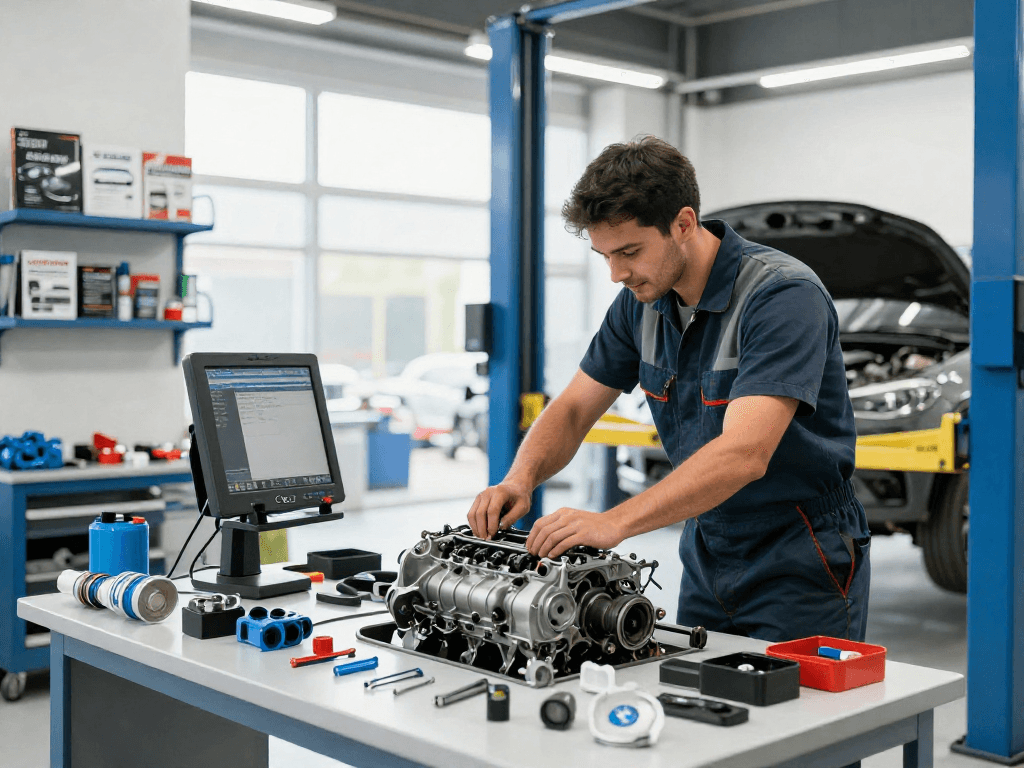 Professionelles BMW Steuerkette wechseln in Meisterwerkstatt mit erfahrenem Mechaniker.
