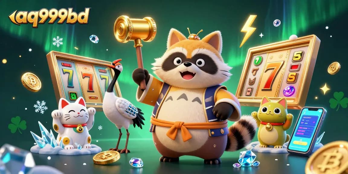Bet on excitement with aq999bd, featuring cheerful characters and vibrant gambling elements.