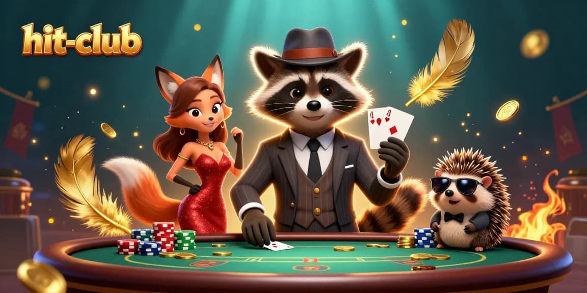 Experience exciting gameplay at hit-club with suave characters and vibrant poker-themed elements!
