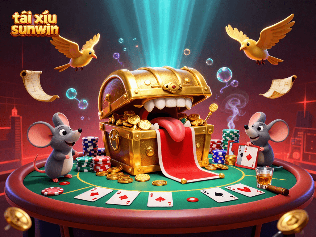 Engaging scene of tài xỉu sunwin gameplay featuring adventurous mice and casino elements