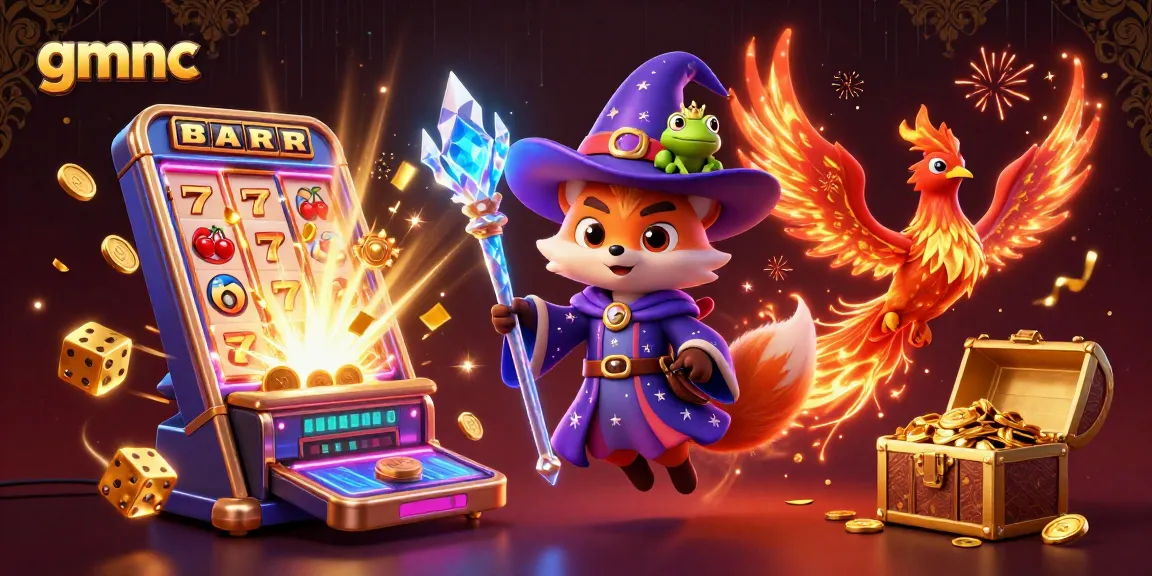 Experience thrilling gameplay with gmnc, featuring a mystical wizard fox, phoenix, and explosive casino elements.