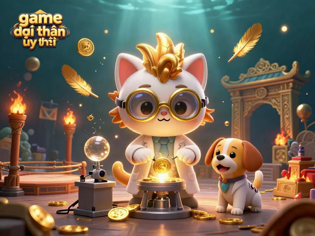 Experience fun with game đổi thưởng uy tín amid golden coins and vibrant casino-themed elements.