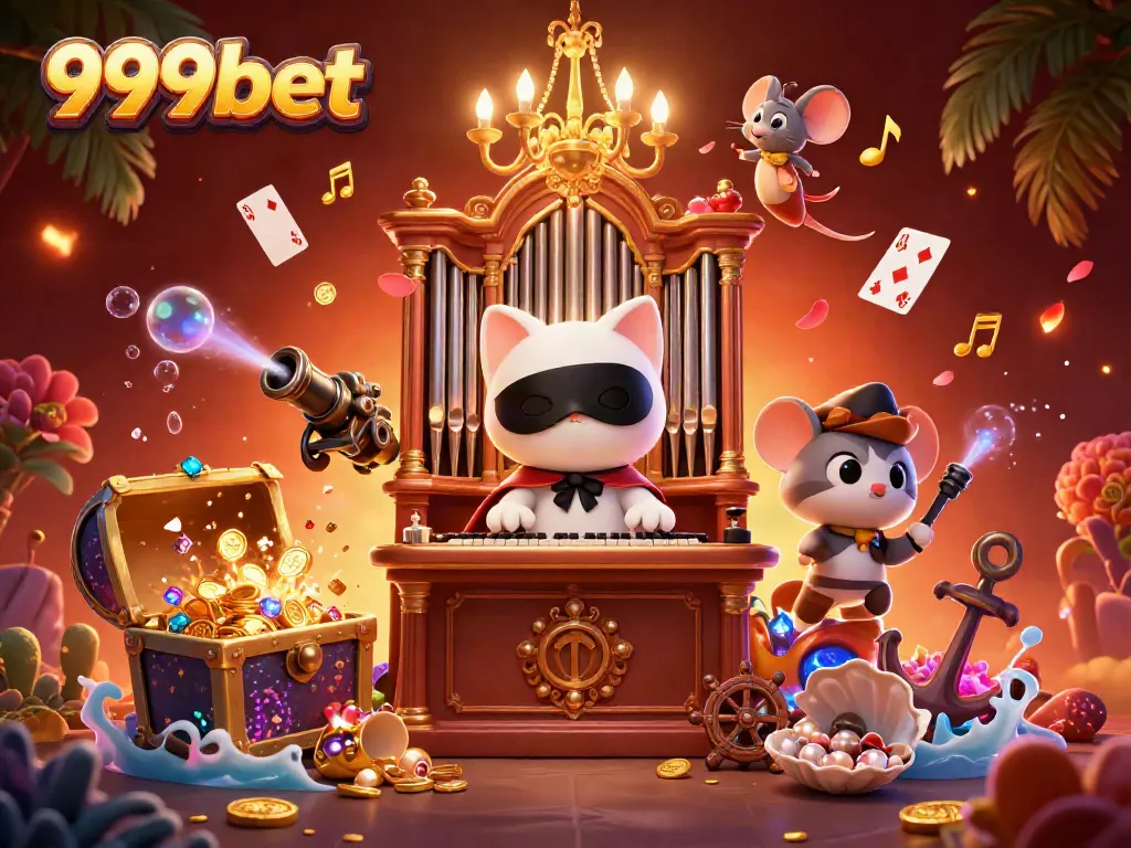 Experience the dynamic world of 999bet with enchanting casino characters amidst vibrant scenes of gold and treasures.