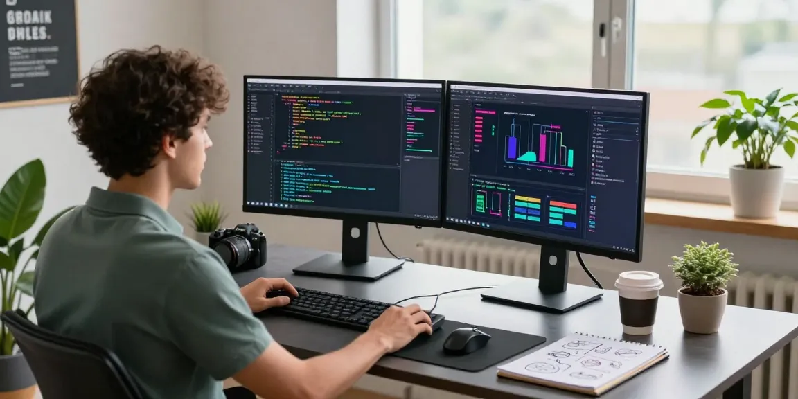 Virtual workspace with developer coding and modern tech setup at https://sc88.chat/ showcasing productivity and innovation.