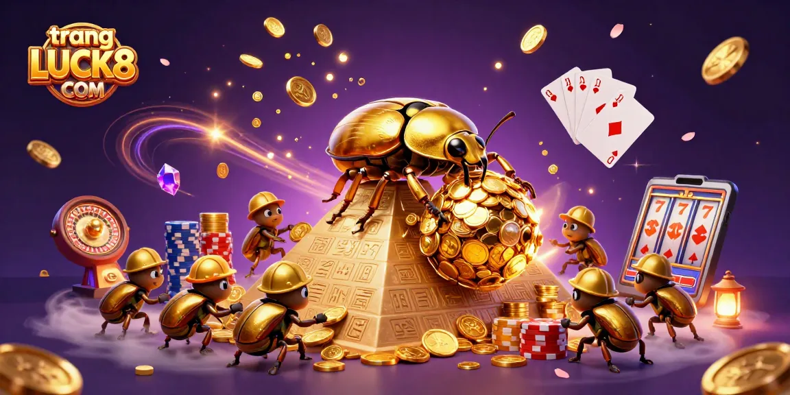 Experience thrilling gameplay with trang LUCK8 COM amidst cascading golden coins and vibrant gems.