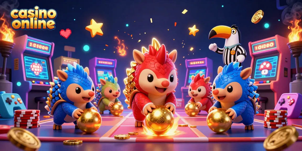 Roll into action at our casino online with lively pangolins, poker chips, and colorful arcade machines!