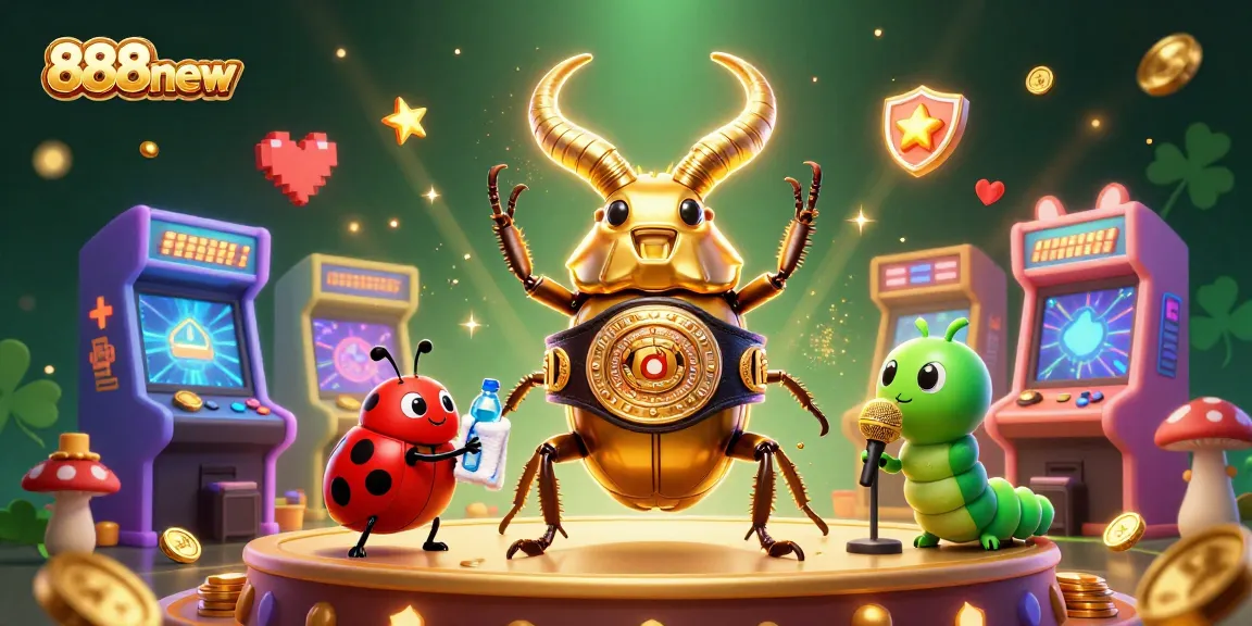 Engage with 888new's vibrant casino world featuring a golden stag beetle and dynamic gaming elements.