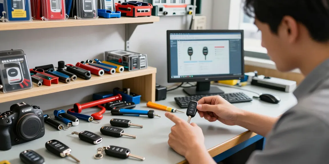Schau es dir an: Experten für Autoschlüssel und Lösungen für Autoteile in einer Werkstatt.