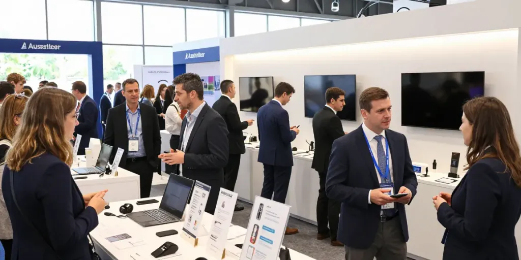 Engaging business trade show scene with exhibitors and networking opportunities showcasing Aussteller.