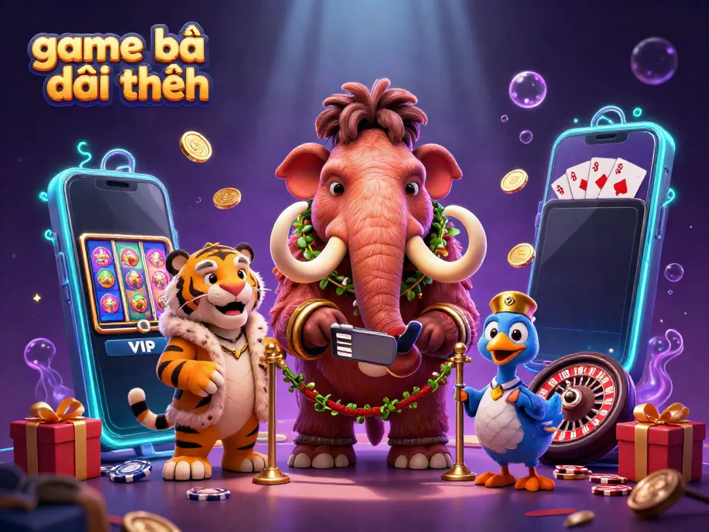 Engaging scene highlighting game bài đổi thưởng with vibrant characters and dynamic casino elements.