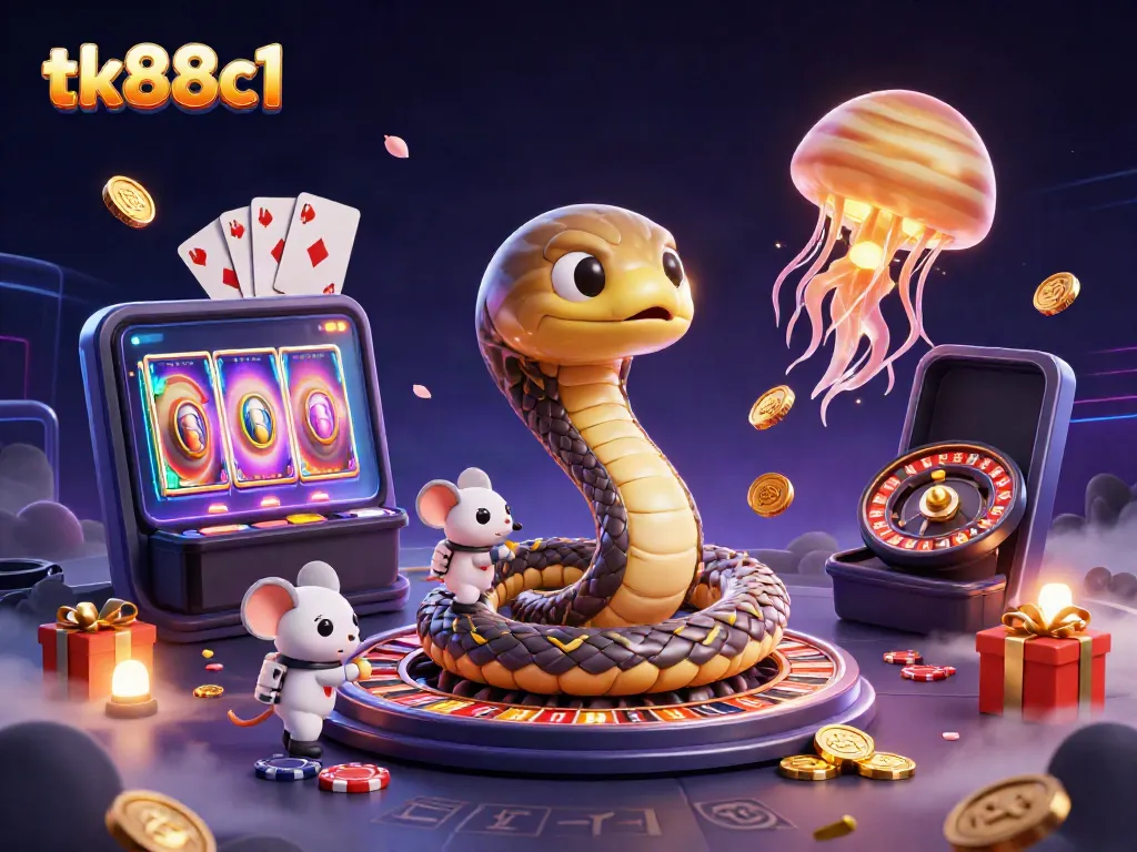 Experience the excitement of tk88c1 with cosmic betting and vibrant gaming elements in a captivating scene.