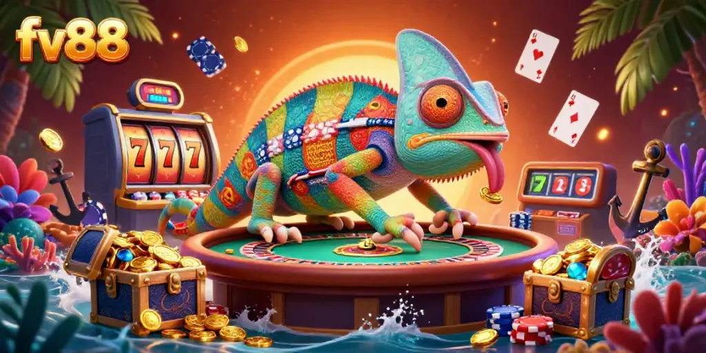 Spin the roulette and catch golden coins at fv88 with vibrant 3D casino scenes.