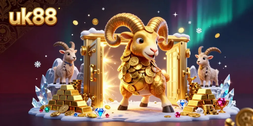 Experience thrilling gameplay at uk88 with a golden ram charging towards excitement and treasure.