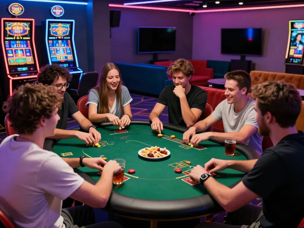 Exciting gaming experience at UK88, featuring diverse players enjoying digital casino games in a vibrant setting.