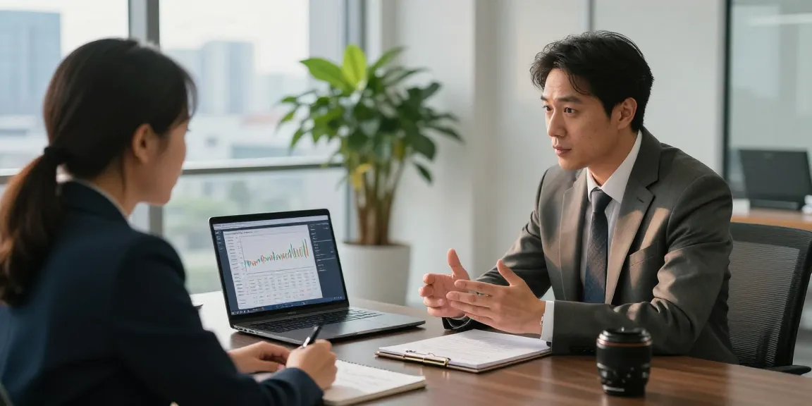 Financial advisor at elasesorfinanciero.com consulting with a client on investment strategies in a modern office