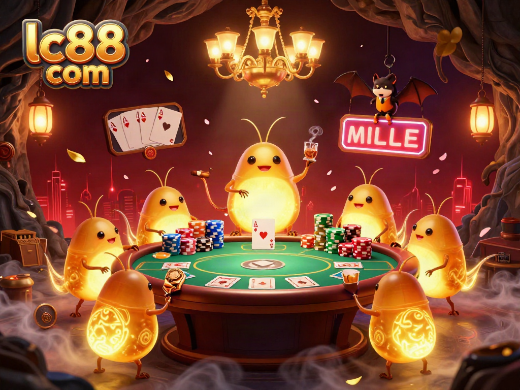 Experience immersive gaming at lc88 com in a vibrant cave casino lit by glowworms.