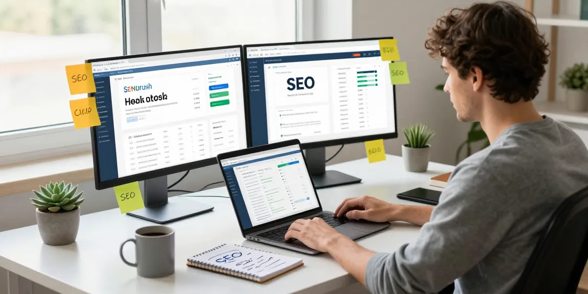 SEO-Freelancer analysiert Website-Analysen in einem modernen Arbeitsbereich.