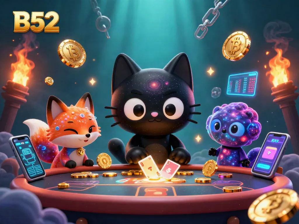 B52 gamblers spin cosmic slots with a black hole cat and nebula fox, winning big!