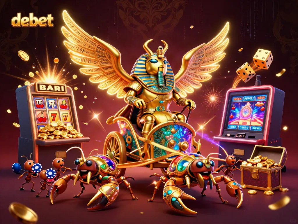 Experience debet excitement with a thrilling scene of casino gameplay featuring golden scarab and dynamic elements.