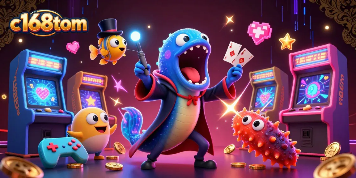 c168tom brings high-stakes fun with a vibrant 3D casino illustration showcasing dynamic games.