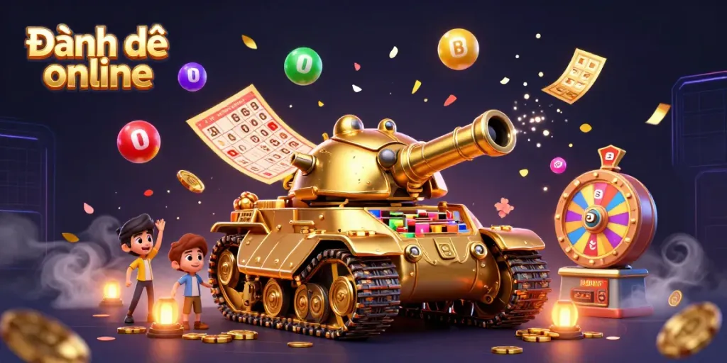 Engage in Đánh đề online with vibrant lottery elements and a whimsical casino scene.