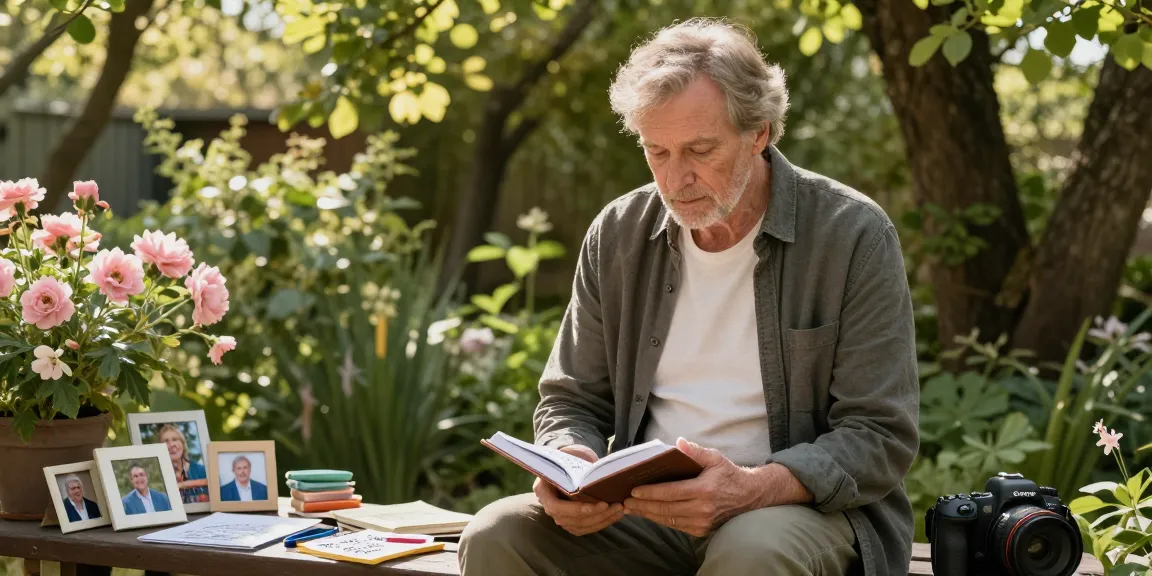 Heino Ferch reflecting on his cancer journey in a serene garden, embodying hope and healing.