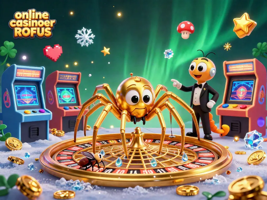 Engage in thrilling gameplay at online casinoer uden ROFUS, with vibrant illustrations of interactive casino elements and characters.