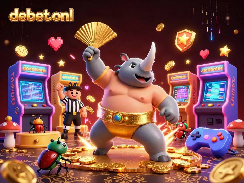 Engage in thrilling gameplay at debet-onl with the vibrant 3D casino scene featuring exciting game elements.