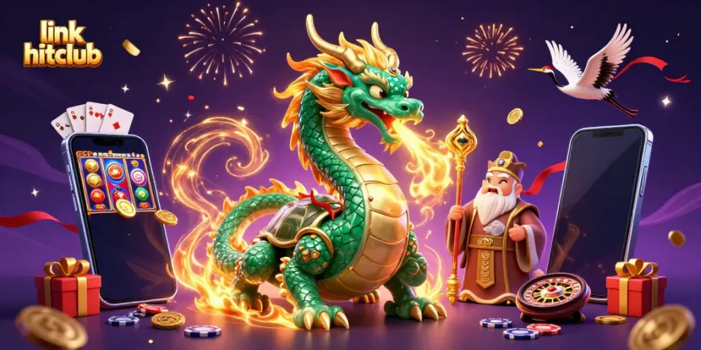 Experience the thrill of gambling with link hitclub's exciting game visuals, including dragons and luck.
