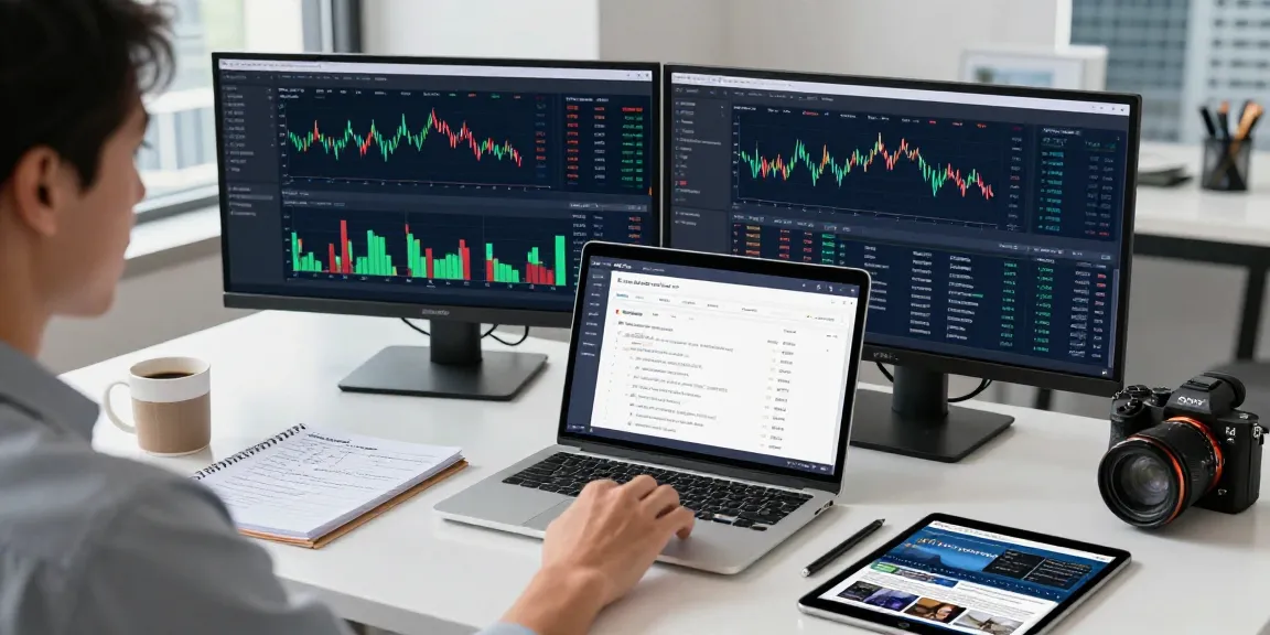 FINIO24.com Bewertung: Analyse der Handelsplattform und Benutzeroberfläche in modernem Büro.