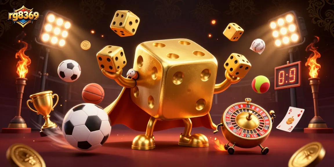 Experience thrilling action with rg8369's dynamic golden dice golem juggling dice and sports elements.