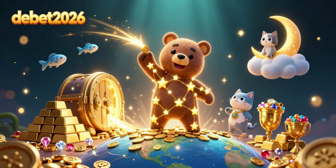 Engage in stunning debet2026 gameplay with a constellation bear and golden treasures in vivid 3D.