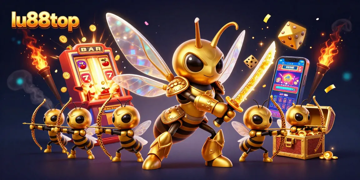 Experience the thrill of winning at lu88top with vibrant 3D casino action and golden elements.
