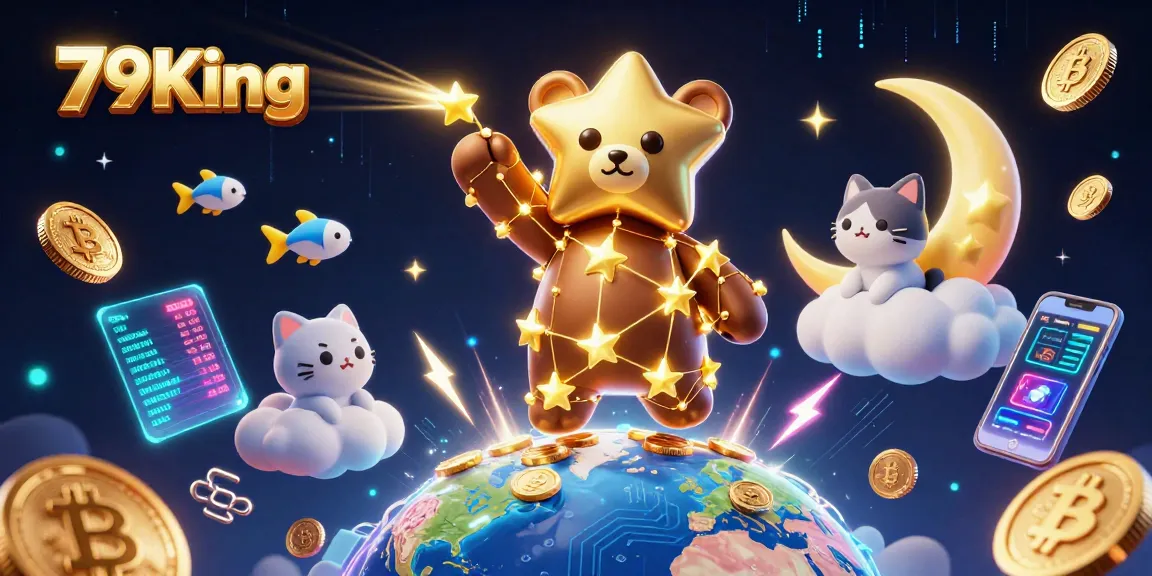 79King players enjoy scooping rewards in a vibrant, casino-themed 3D illustration.