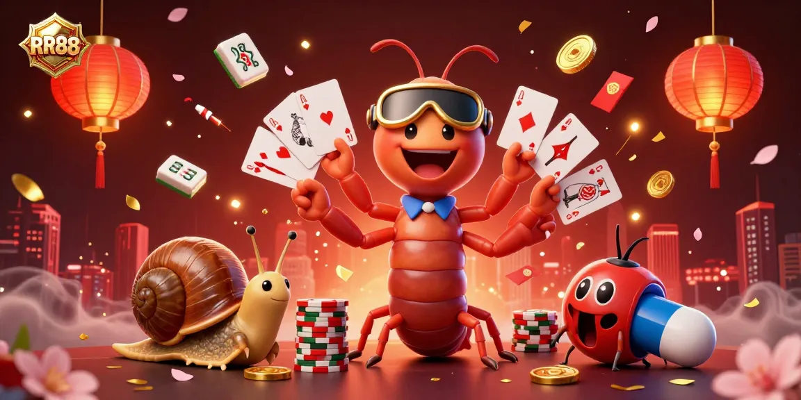 RR88 offers an exciting gambling experience with vibrant characters, cards, and casino elements.