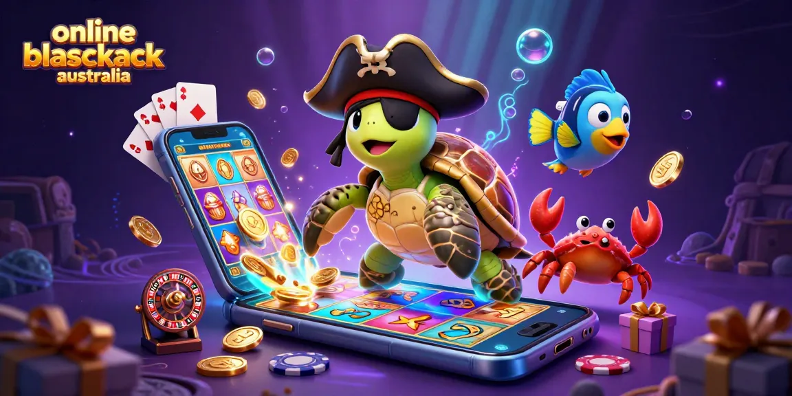 Experience the thrill of online blackjack Australia with a vibrant 3D casino scene featuring lively characters.