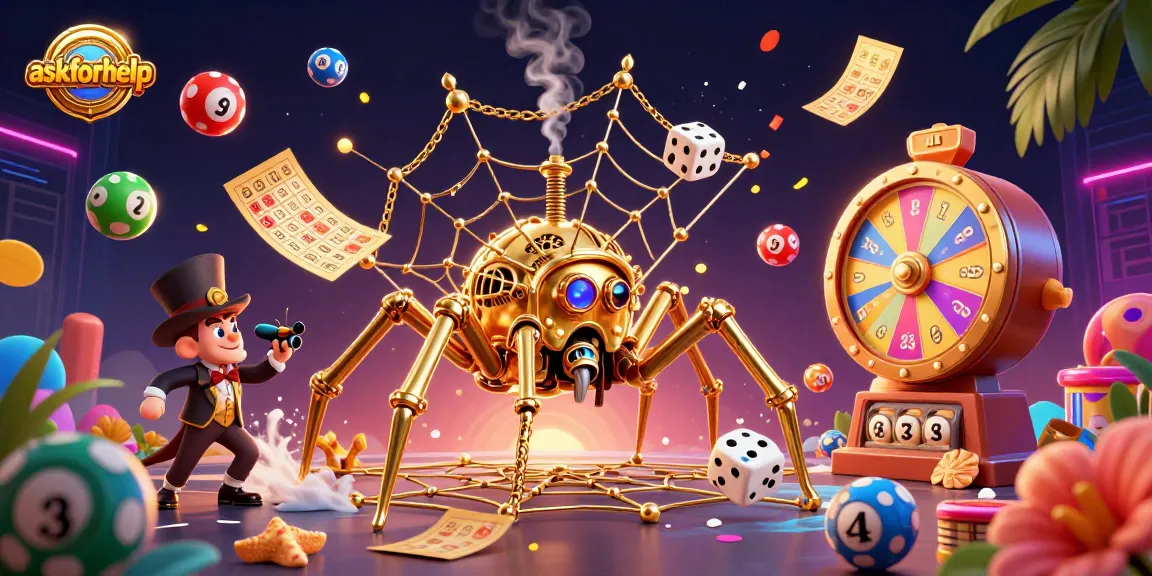 Spin the lottery with askforhelp's vibrant gaming elements in a dynamic 3D illustration.