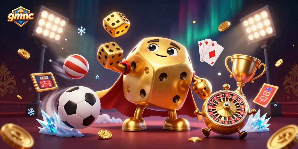 gmnc gaming experiences showcased by dynamic golden dice and casino elements in an engaging illustration